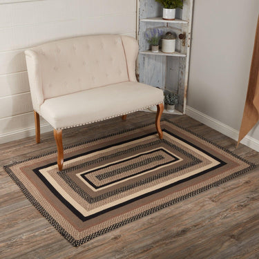 Sawyer Mill Charcoal Jute Braided Rug Rect 4'x6' with Rug Pad VHC Brands - The Fox Decor